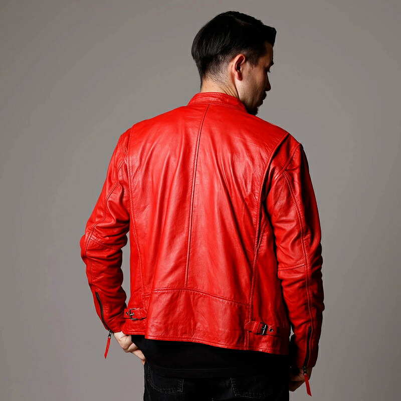 楽天市場】Mo-LAWS レザージャケット メンズ 本革 赤 レッド シングル