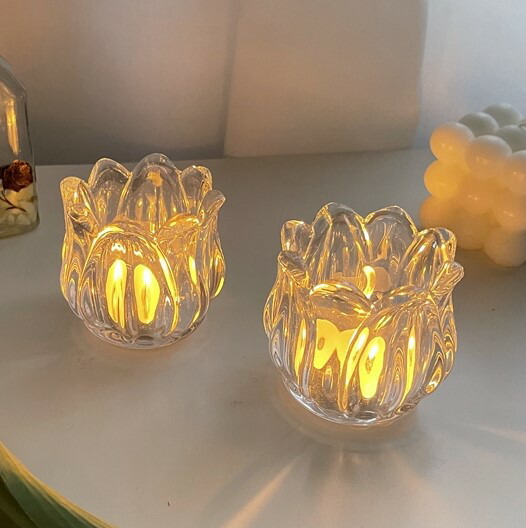 楽天市場】2点セット チューリップ型 花柄 花型 キャンドルホルダー