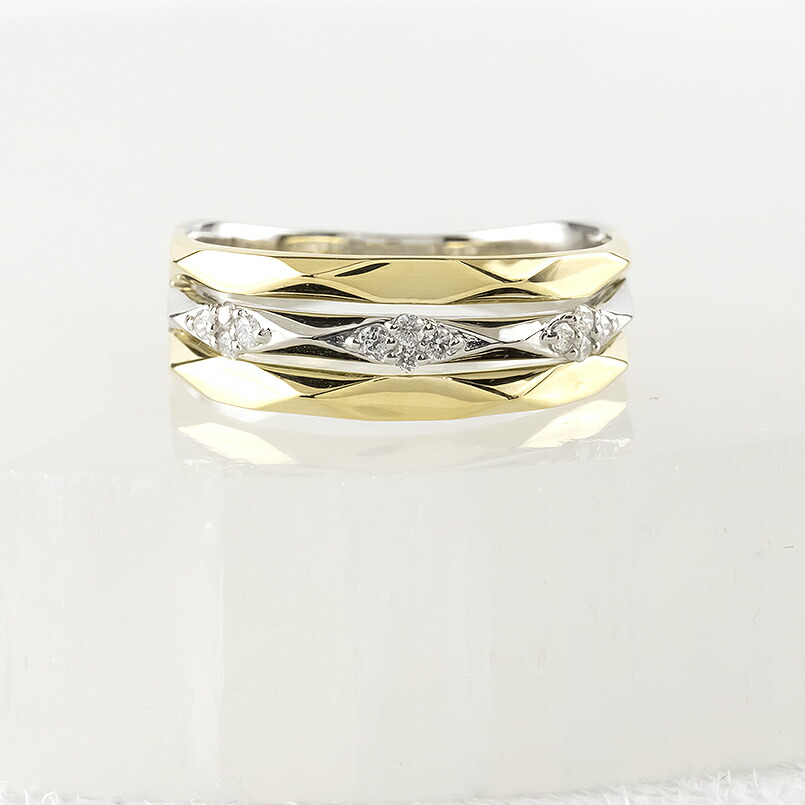 楽天市場】18金 プラチナ900 リング ダイヤモンド 太め 幅広 コンビ