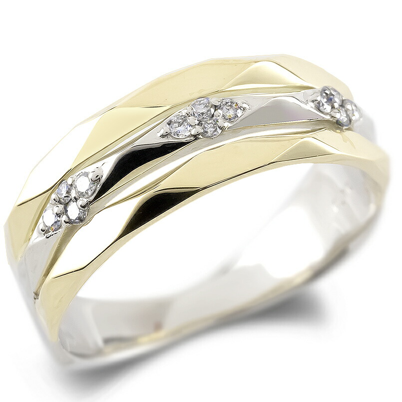 楽天市場】18金 プラチナ900 リング ダイヤモンド 太め 幅広 コンビ