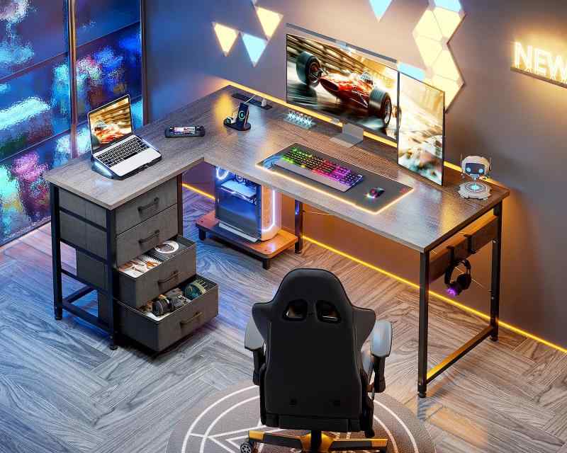 楽天市場】AODK ゲーミングデスク 引き出し付き パソコンデスク