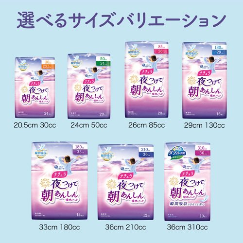 楽天市場】ナチュラ 夜つけて朝あんしん 吸水パッド 29cm 130cc(16枚入