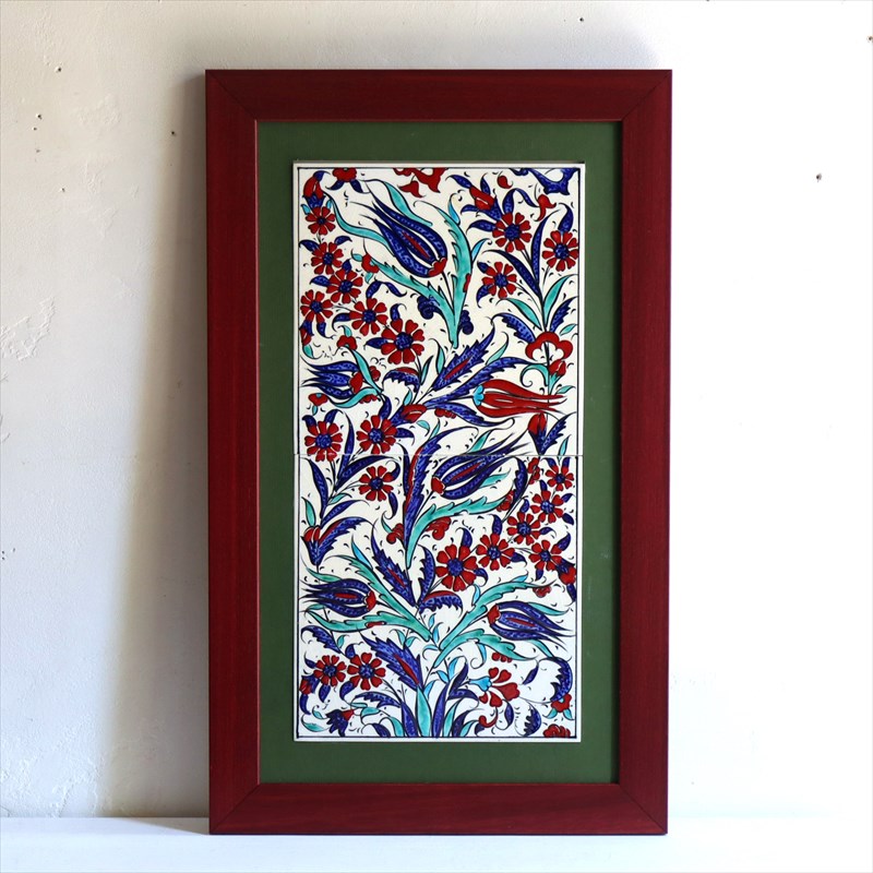 楽天市場】【15%OFFクーポン対象】トルコ陶器 手書きタイル 2枚額 H52