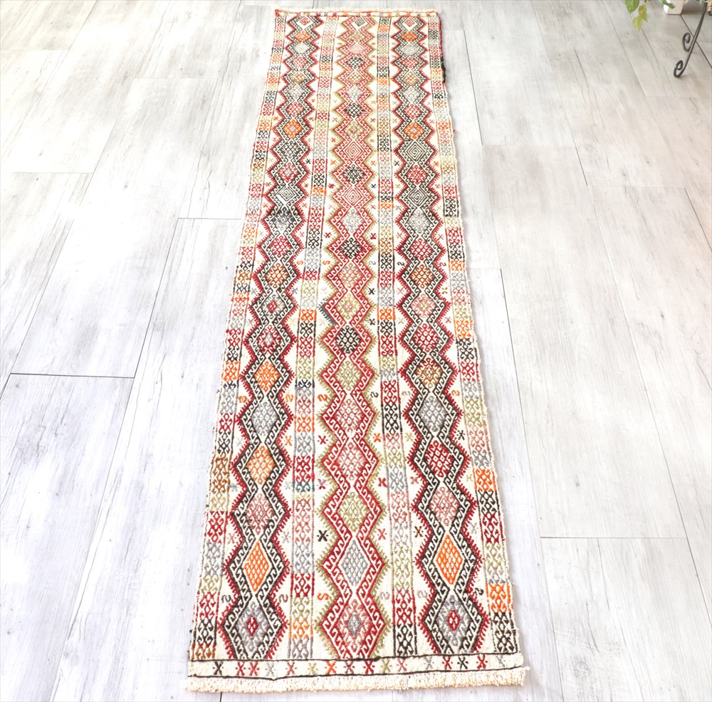 楽天市場】オールドキリム シワス・ジジム228×47cm細長い装飾用ジジム