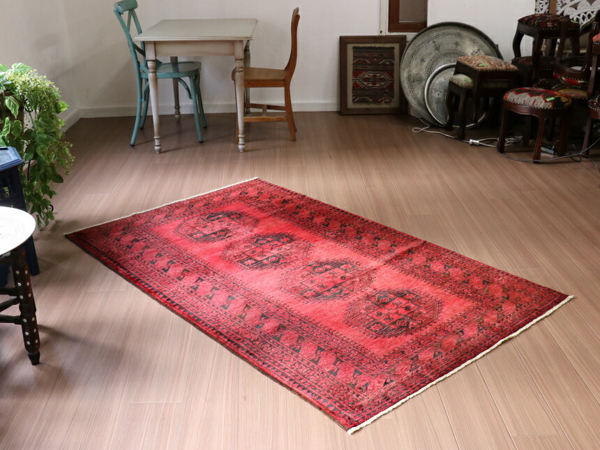 ヴィンテージトルクメン 絨毯手織りトライバルラグ 130x190cm