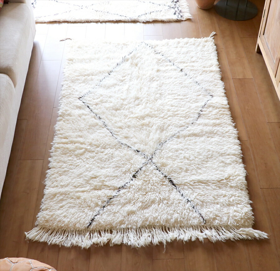 楽天市場】モロッコ エリアラグ ベニワレン 157×105cm ナチュラル