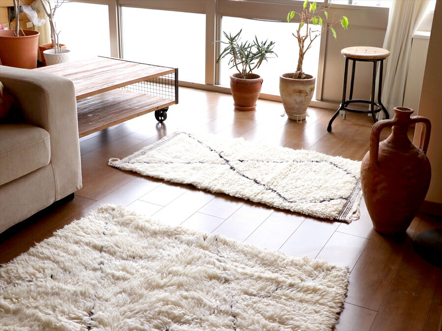 楽天市場】モロッコ エリアラグ ベニワレン 120×70cm ナチュラル