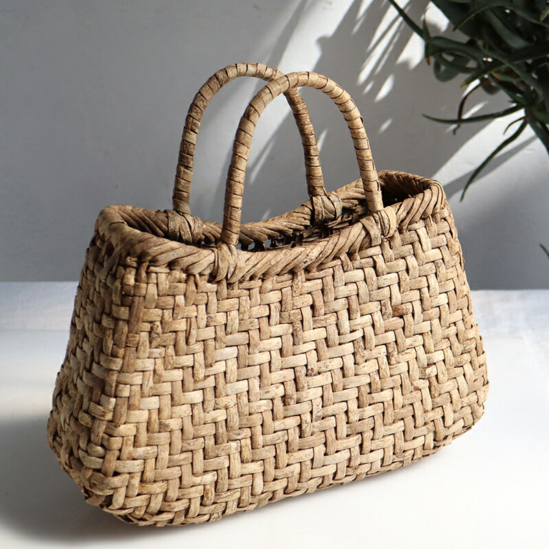 楽天市場】カゴバッグ くるみ 網代編み 扇型/中サイズ幅34cmx本体の高