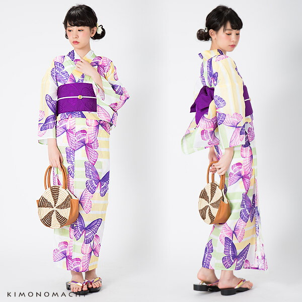 楽天市場】【Prices down2】KIMONOMACHI 浴衣セット「パープル 蝶」S,F