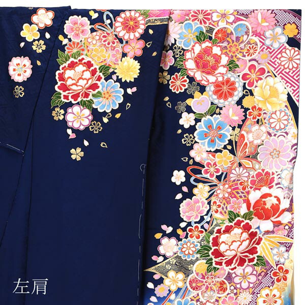 楽天市場】(卒業式応援Point10倍 3/19迄) 未仕立て 振袖 単品 「鉄紺色