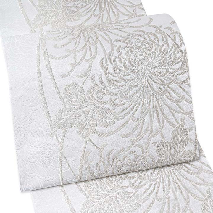 楽天市場】振袖 袋帯 単品「白地 白銀 糸菊」六通柄 日本製 お仕立て