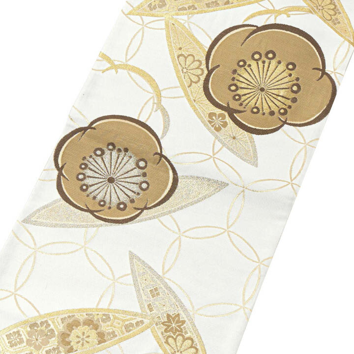 楽天市場】振袖 袋帯 単品「白地、金 輪違いに梅」六通柄 日本製 お