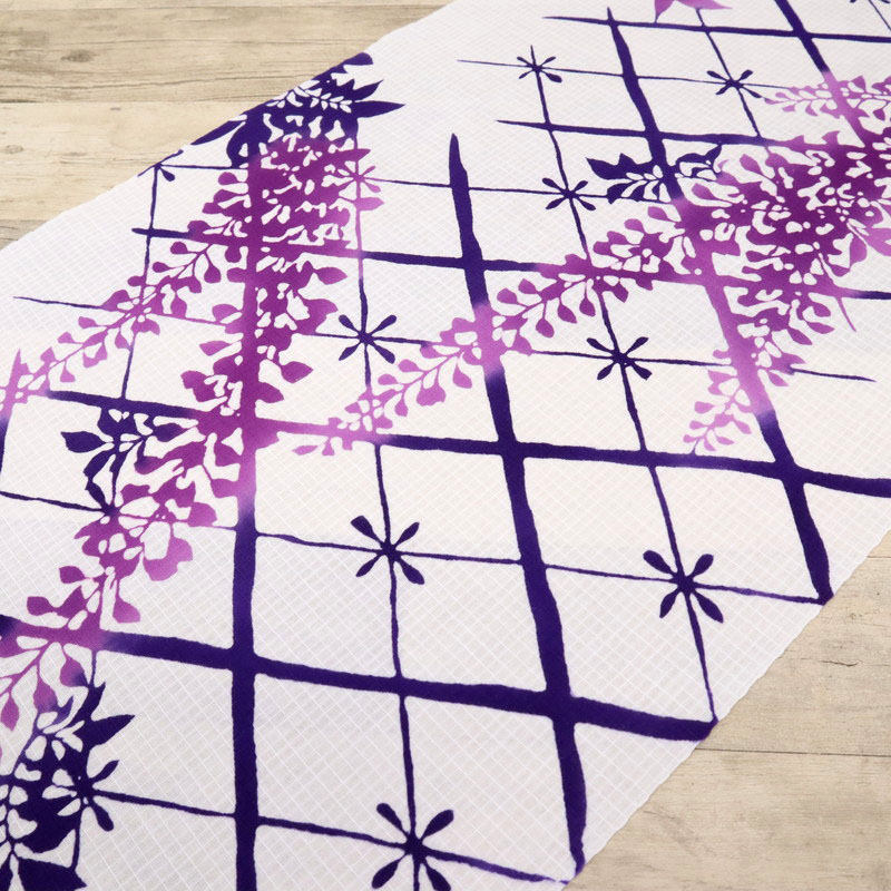 楽天市場】【新品】『三勝染』浴衣反物【綿紅梅】業平菱に藤の花模様