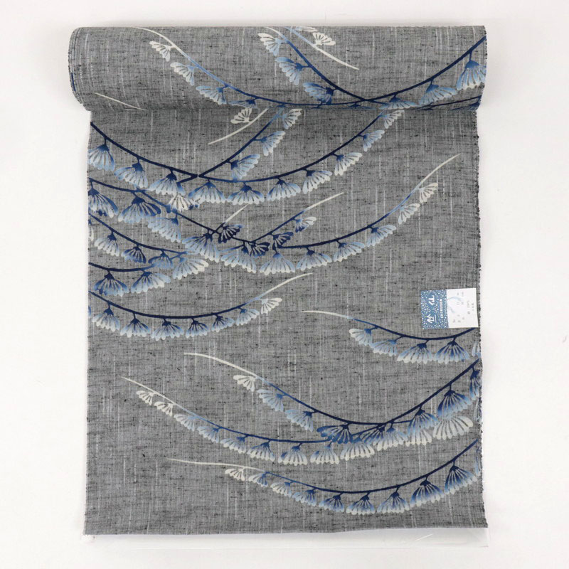 楽天市場】【新品】 反物 『竺仙』 綿紬 浴衣反物 グレー地 懸崖の菊