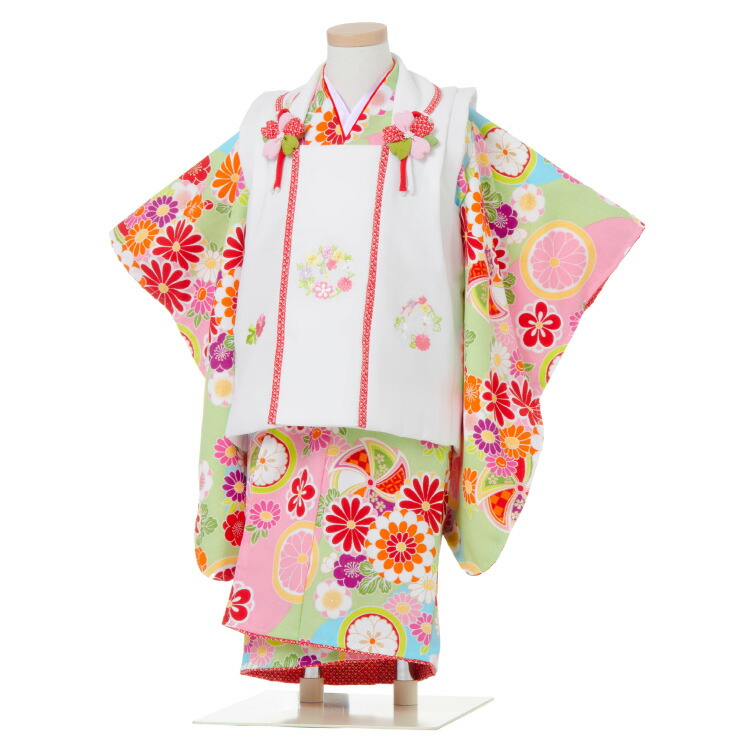 楽天市場】七五三 着物 3歳 被布セット 女の子 京都花ひめ 緑 グリーン