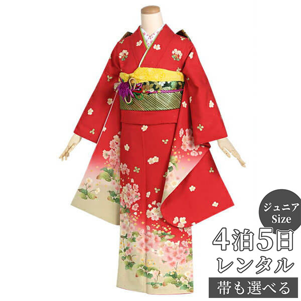 楽天市場】【レンタル】ジュニア 振袖 レンタル フルセットレンタル 赤