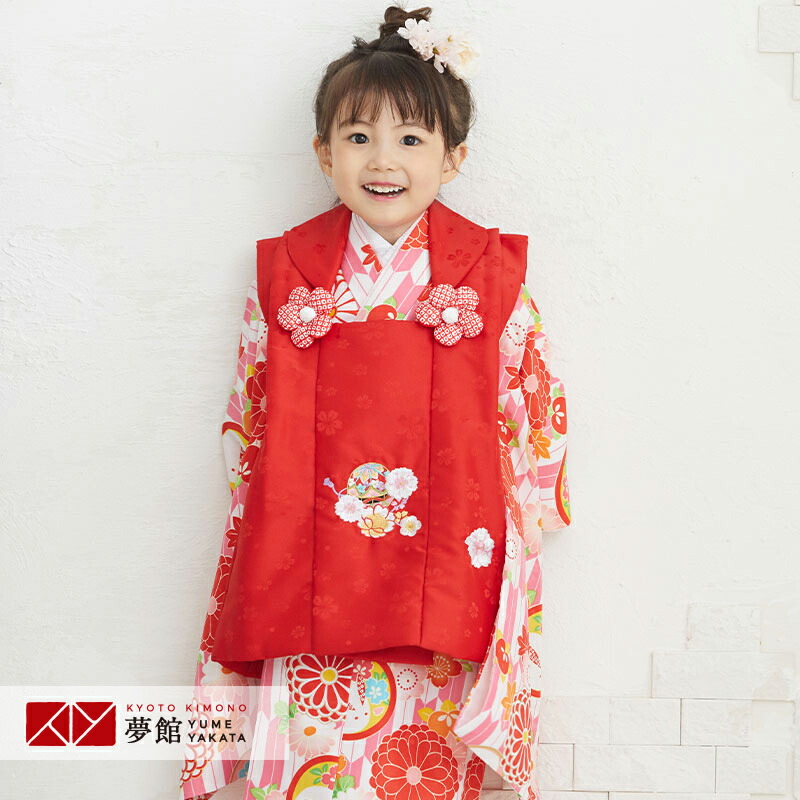 楽天市場】【レンタル】[七五三 着物 3歳 女の子] 三歳 「K048 赤×白