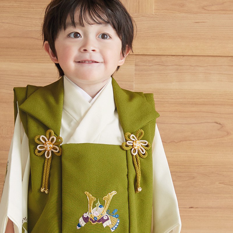 楽天市場】【レンタル】[七五三 着物 3歳]男の子「K179 抹茶兜×オフ