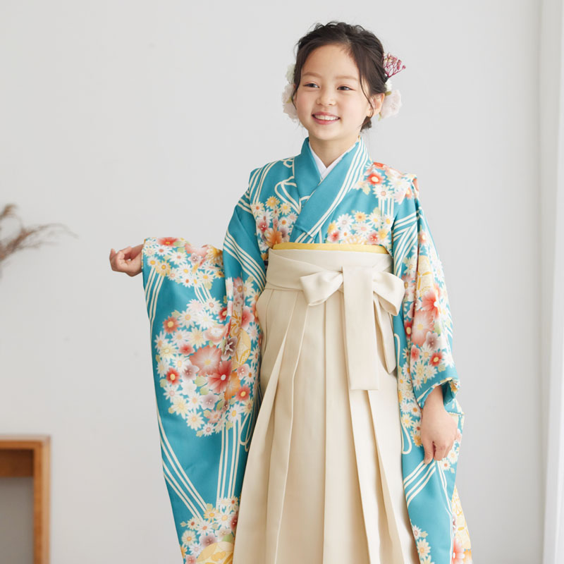 楽天市場】【レンタル】卒園式 袴 女の子 レンタル 水色 花薬玉に立湧