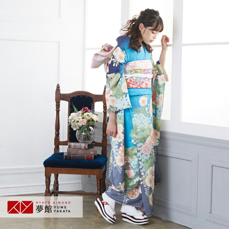 楽天市場】【成人式 振袖 レンタル】RS1488 正絹 水色 桜松藤 MIIA