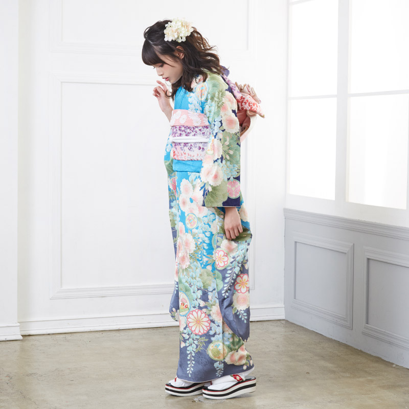 楽天市場】【成人式 振袖 レンタル】RS1488 正絹 水色 桜松藤 MIIA