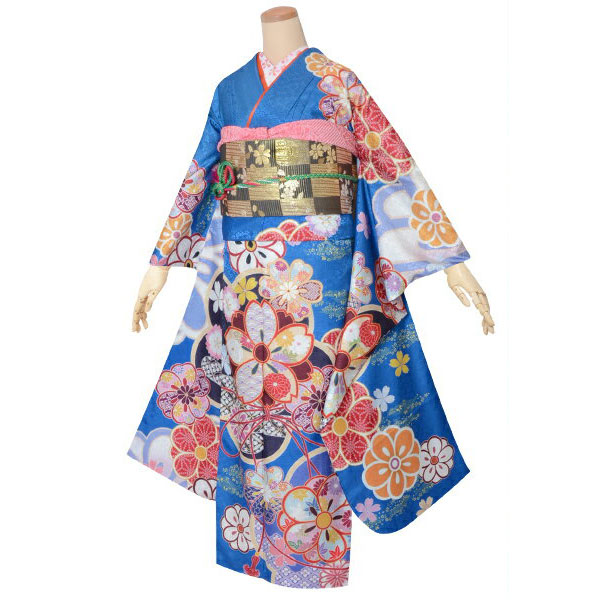 楽天市場】【成人式 振袖 レンタル】RS1593青 菊桜フルセット 往復送料