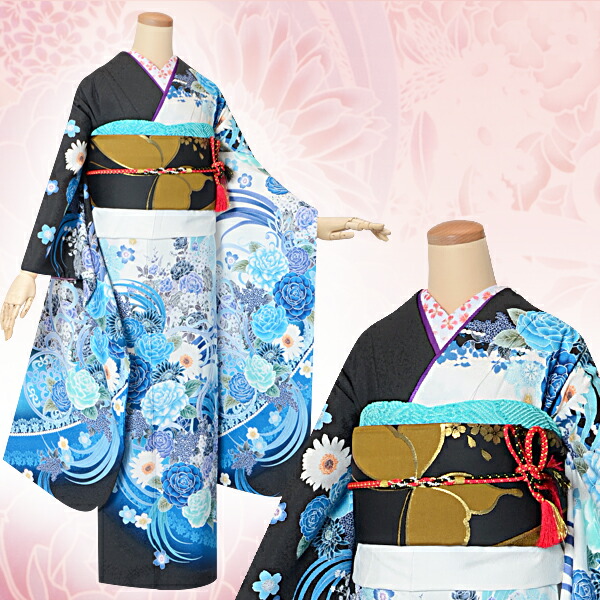 楽天市場】【成人式 振袖 レンタル】RS1514白青 バラとパールフル
