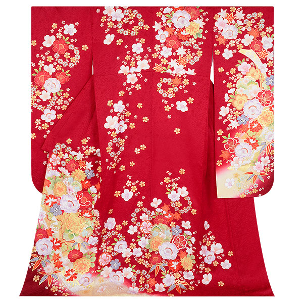 振袖 セット 成人式 正絹 古典 桜柄 振袖 赤 228 ○ - 正絹 振袖 紫