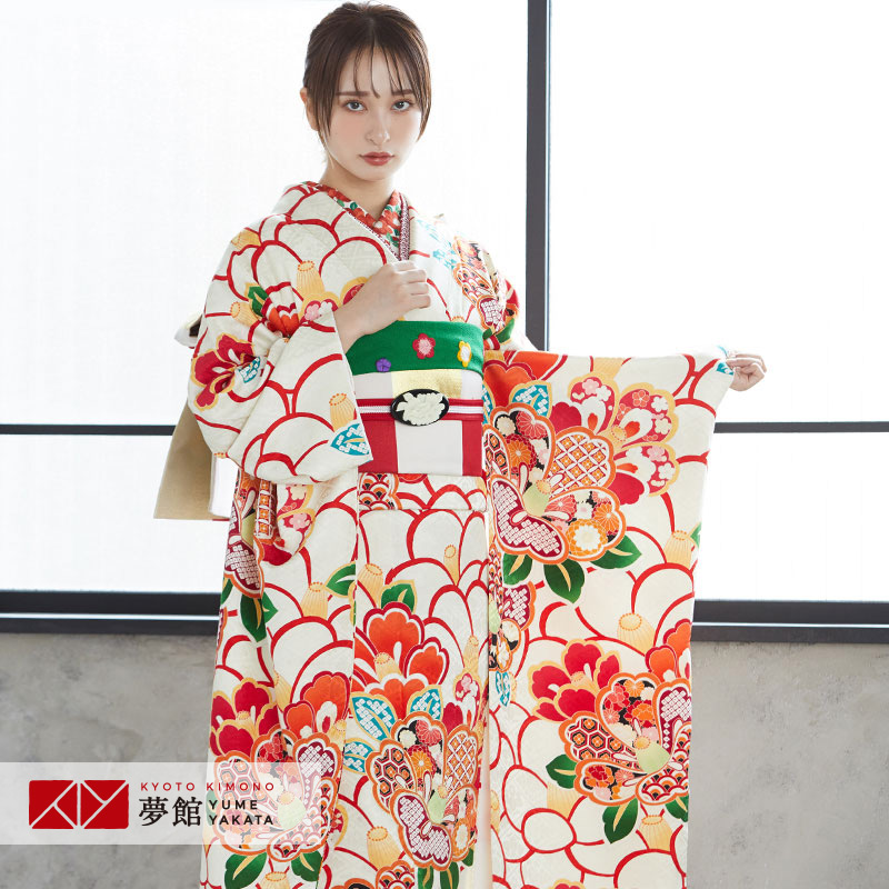 楽天市場】【成人式 振袖 レンタル】RS1808 正絹 白 椿尽しフルセット