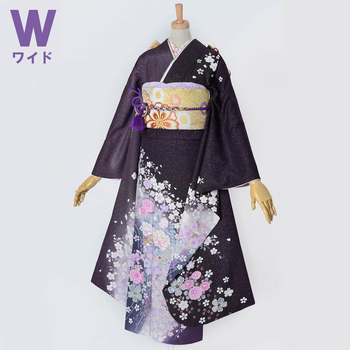 楽天市場】【成人式 振袖 レンタル】RS1915 正絹 藤鼠方身ボカシ 花籠