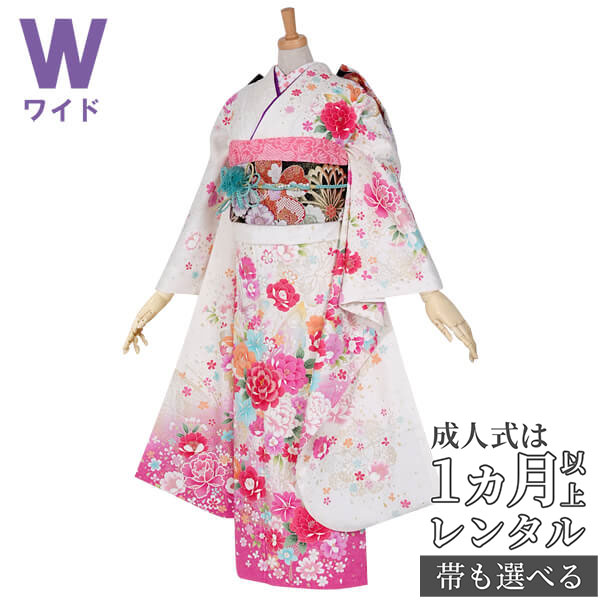 楽天市場】【成人式 振袖 レンタル】RS1107 正絹 白 牡丹に百合と蝶