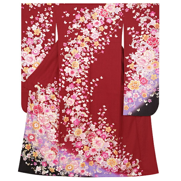 楽天市場】【成人式 振袖 レンタル】RS1297 正絹 赤 桜フルセット 往復