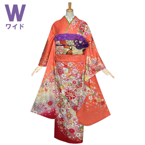 楽天市場】【成人式 振袖 レンタル】RS1210 正絹 オレンジ 桜牡丹に毬