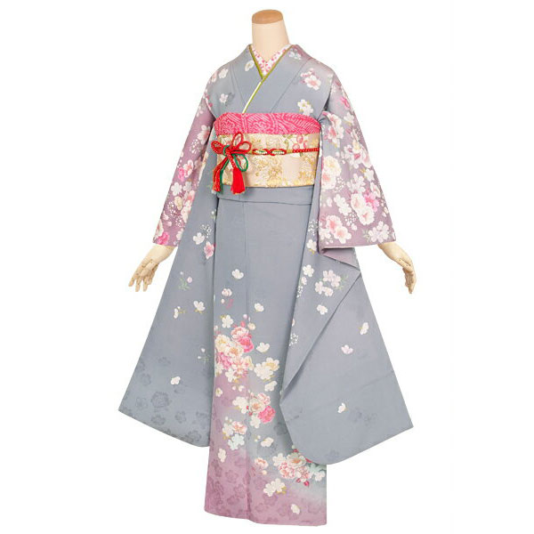 楽天市場】【成人式 振袖 レンタル】RS1340 正絹 グレー 桜 hiromichi