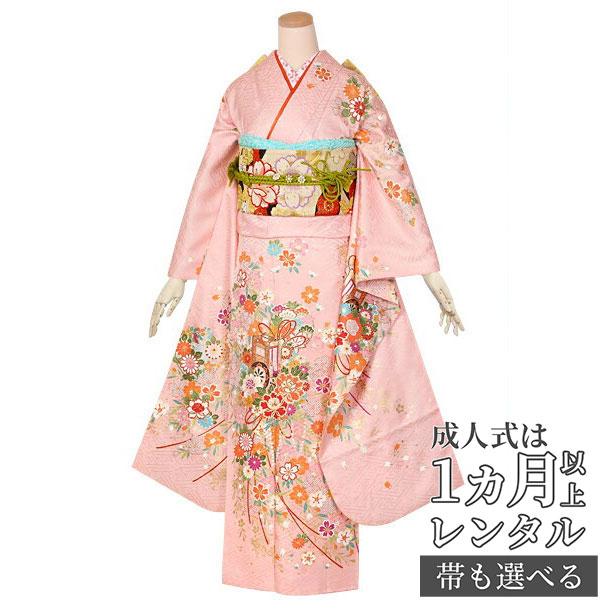 楽天市場】【成人式 振袖 レンタル】RS1379 正絹 ピンク 御所車に花