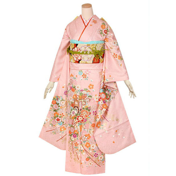 楽天市場】【成人式 振袖 レンタル】RS1379 正絹 ピンク 御所車に花