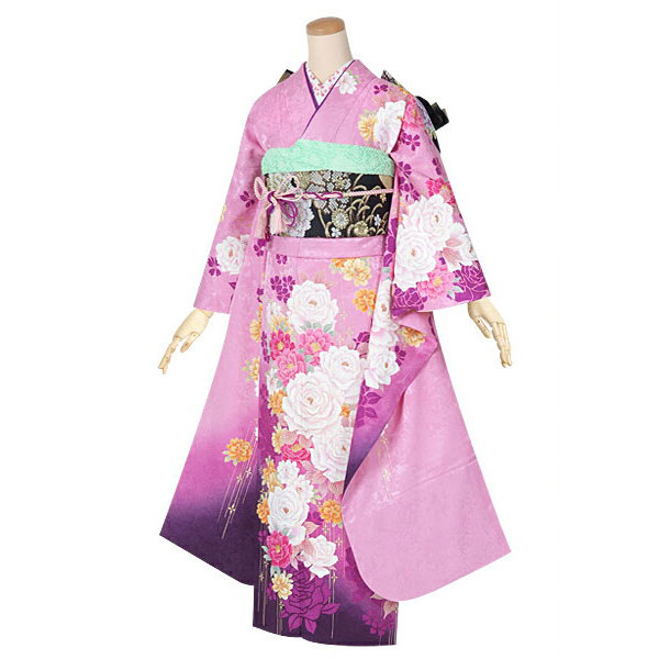 楽天市場】【成人式 振袖 レンタル】RS1396 正絹 ピンク 薔薇の煌き