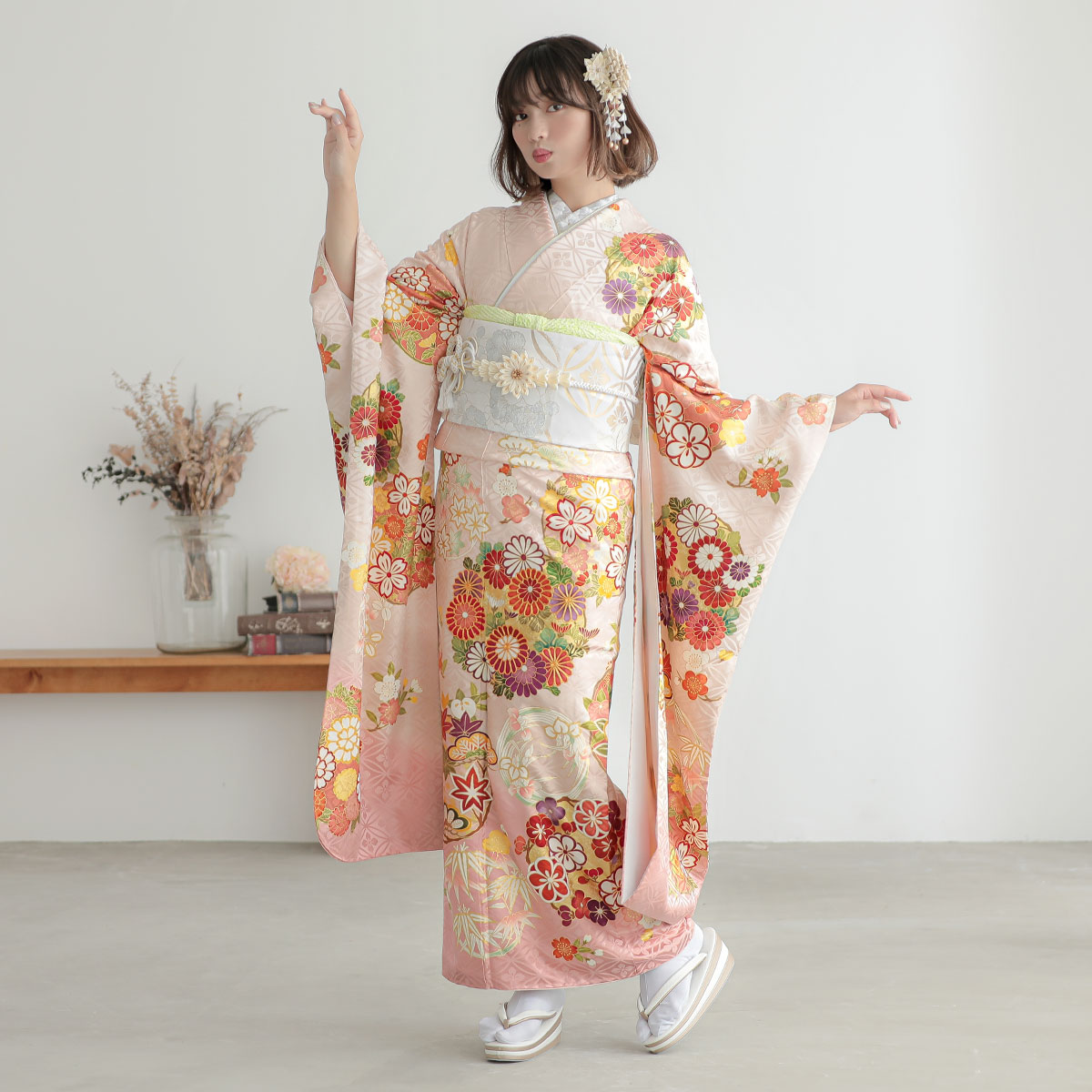 楽天市場】【振袖 レンタル】 結婚式 結納R2074 正絹 【吉澤の友禅】薄