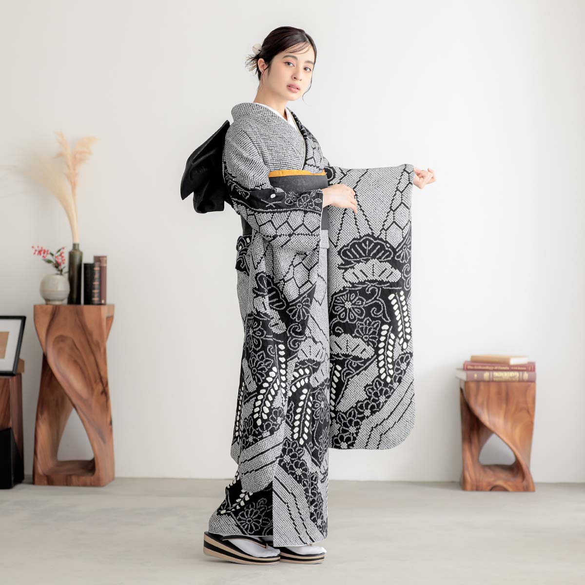 楽天市場】【振袖 レンタル】 結婚式 結納R2180 正絹 総絞り 黒 熨斗に