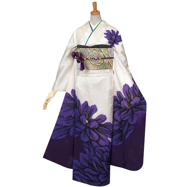 楽天市場】【成人式 振袖 レンタル】RS592 正絹 白×紫 芍薬フルセット