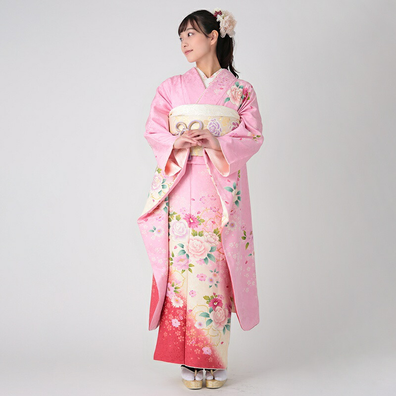 楽天市場】【成人式 振袖 レンタル】RS949 正絹 ピンク 桜と野ばらフル