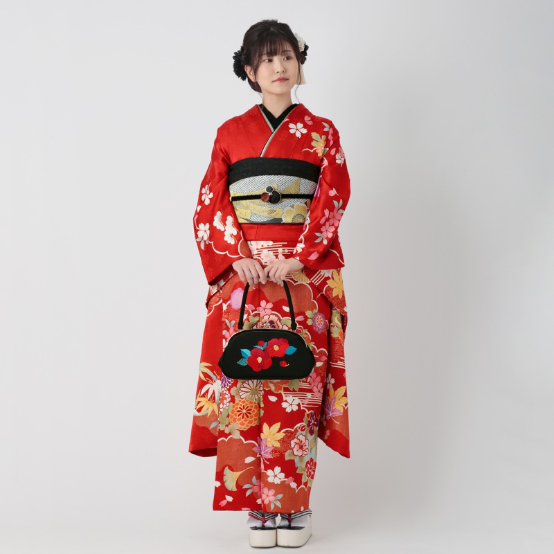 楽天市場】成人式早割クーポン10％オフ【振袖 レンタル】RS929 正絹 赤