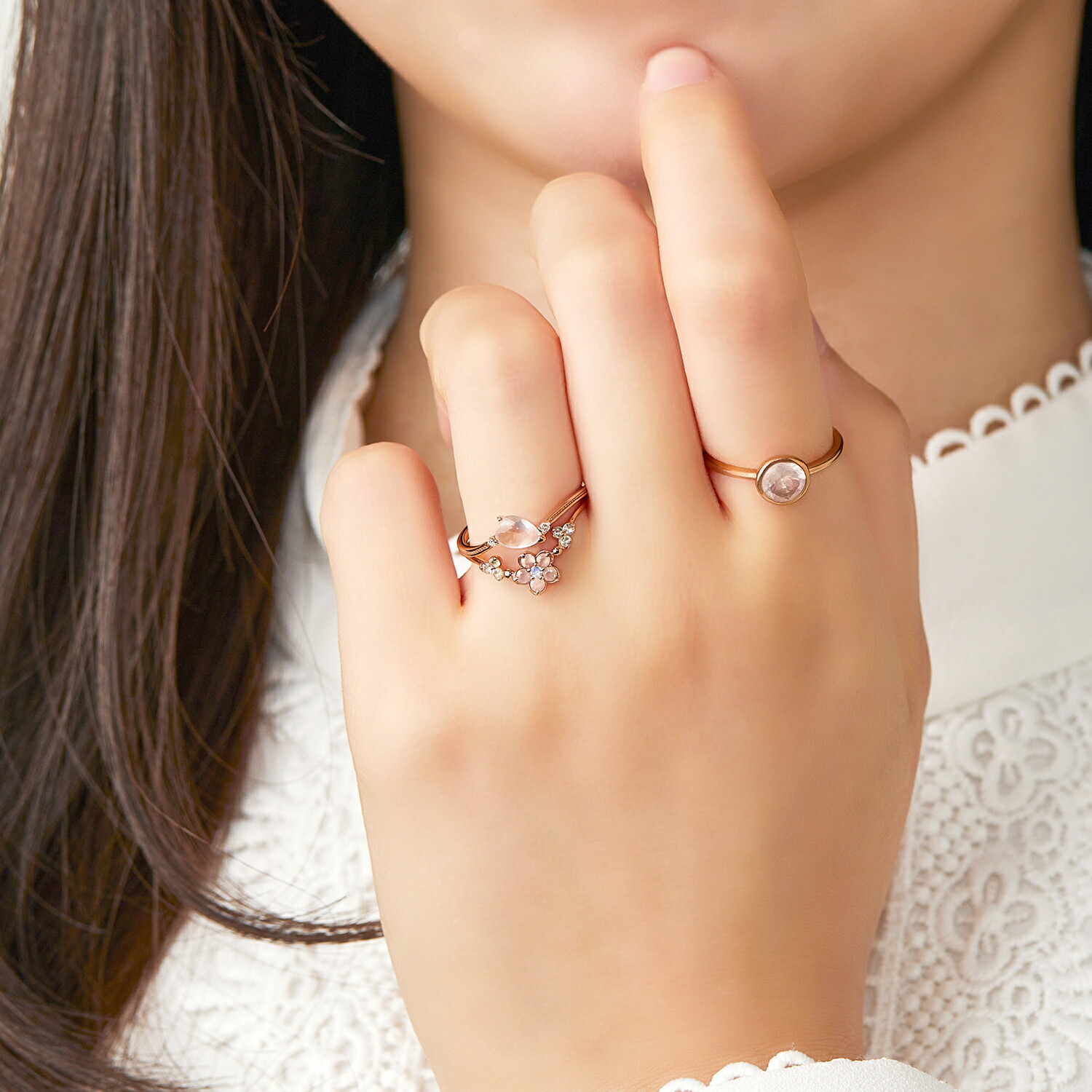 楽天市場】桜の花びら ローズクォーツ ダイヤモンド リング・桜心 日本