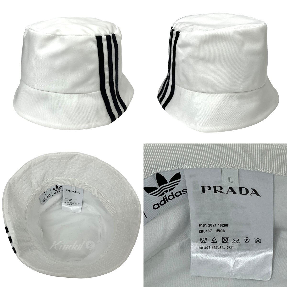 楽天市場】【中古】PRADA × adidasバケットハット ホワイト サイズ：L