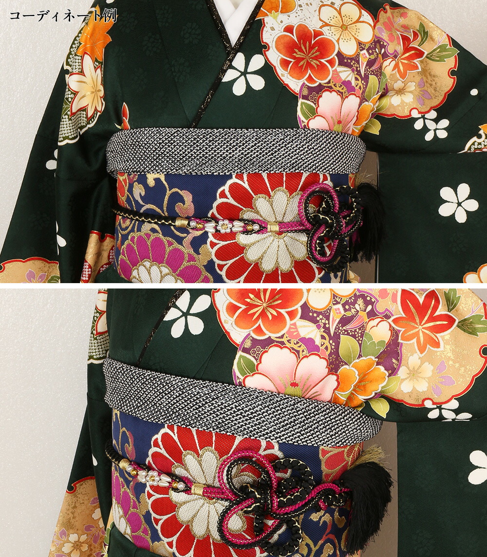 楽天市場】【振袖用】 帯締め 帯揚げ 重ね襟 3点セット ＜黒系セット