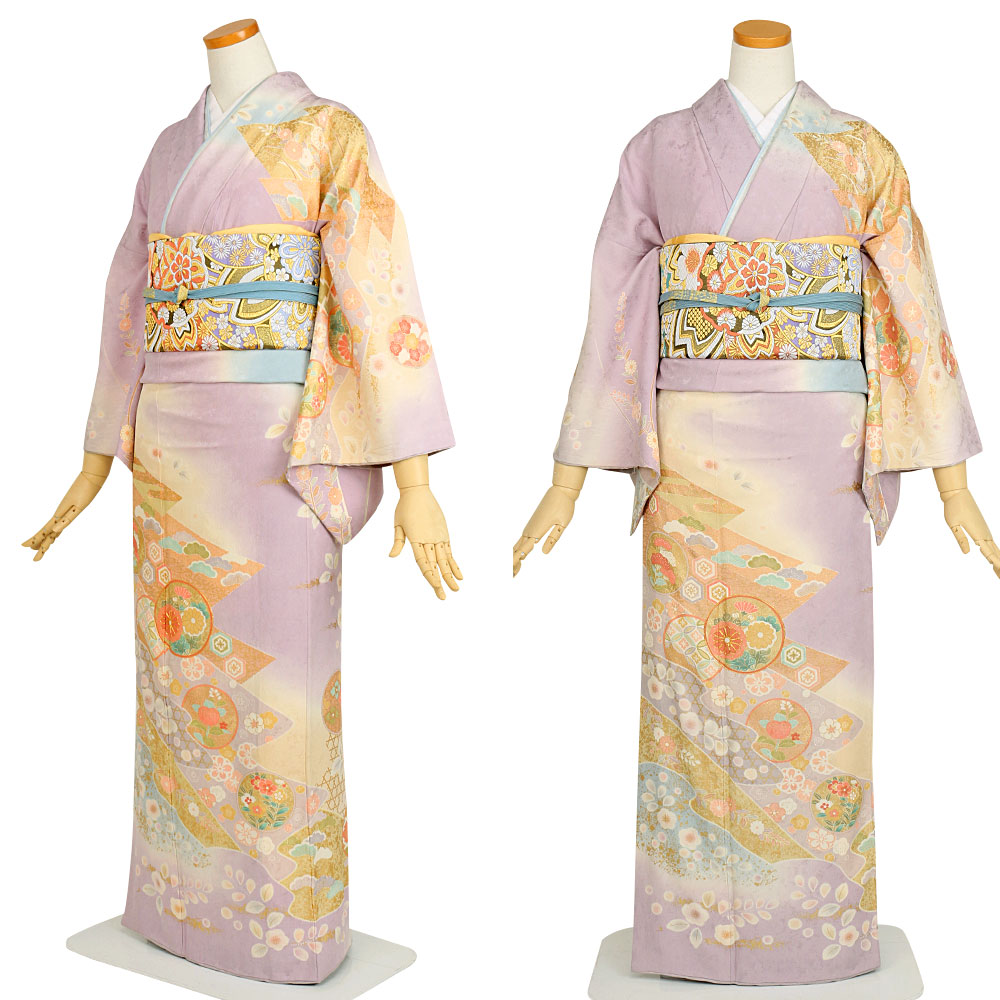 楽天市場】訪問着 レンタル フルセット＜藤色×菊・梅・松・有職文様