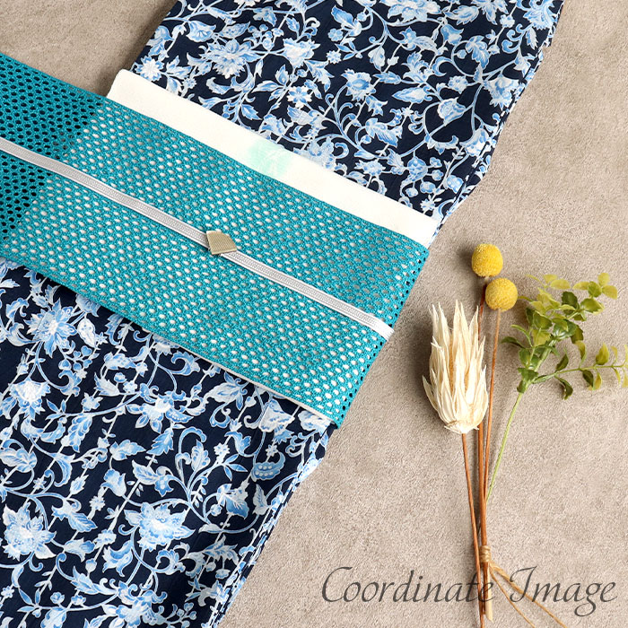 楽天市場】夏帯 半幅帯 麻 組紐帯 レース 浴衣 ターコイズ アイボリー