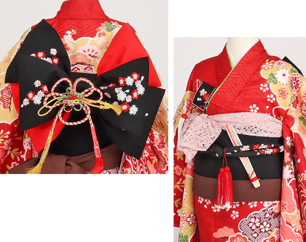 楽天市場】七五三 7歳 七歳 帯 作り帯 結び帯 日本製 大寸 黒 小桜