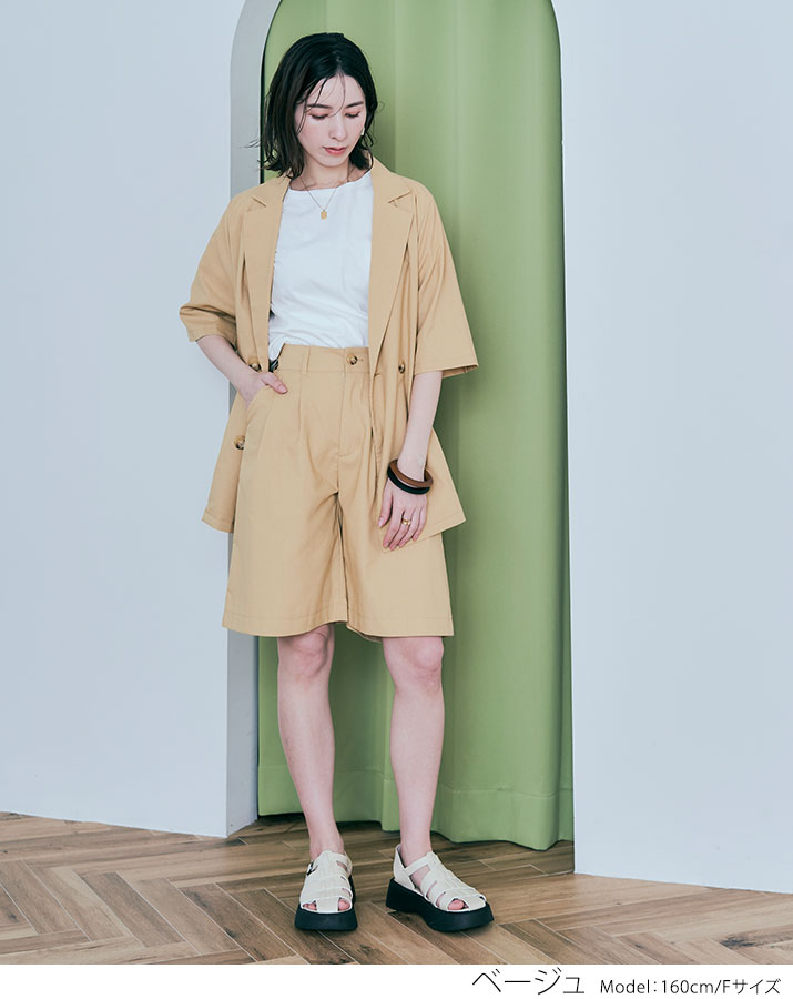 楽天市場】【OUTLET SALE】パンツ《コットンリネンタックハーフパンツ