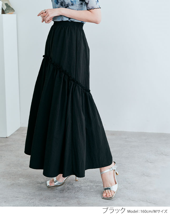楽天市場】スカート《ギャザー切り替えフレアスカート 全3色